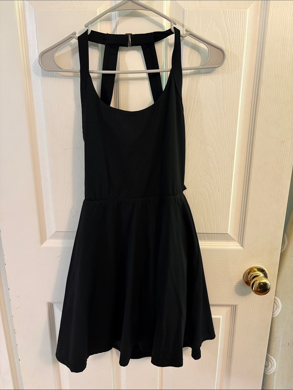 Classic Black Sleeveless Skater Dress with built in shorts